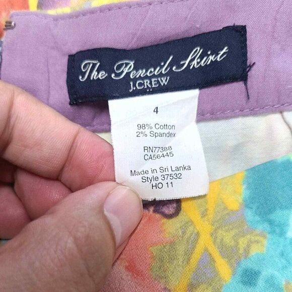 J. Crew Skirt Women's Size 4 The Yellow Pencil Multicolor Zip Closure - Picture 5 of 5